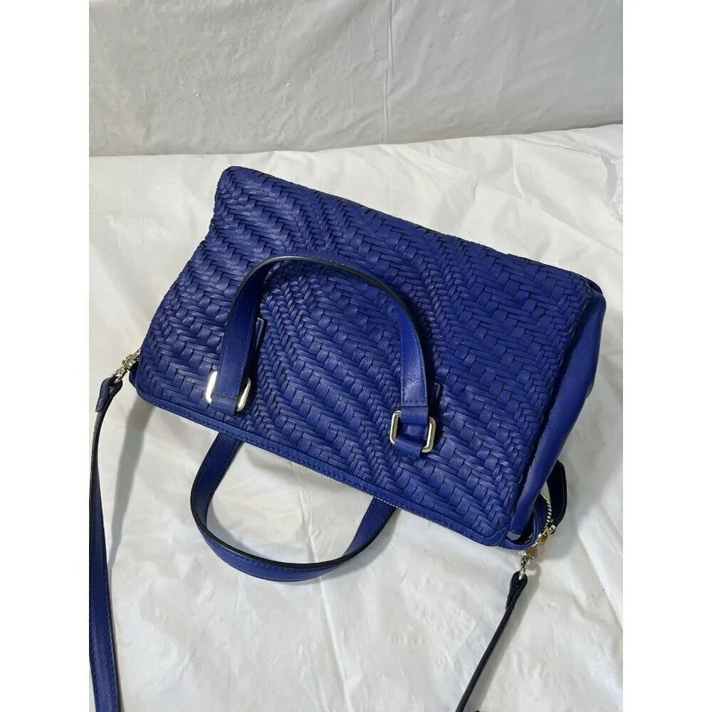 SABRINA SCALA Blue Woven Leather SATCHEL BLUE CROSSBODY Hong Kong